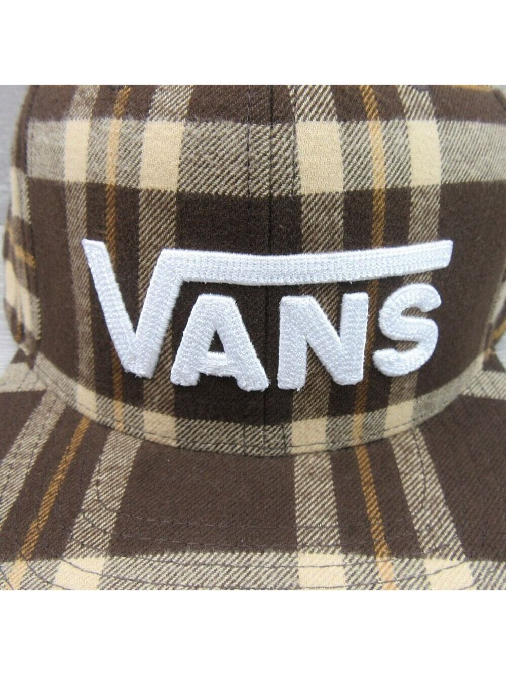 Vans Drop V Brown Plaid Flannel Snapback Hat Cap OS NEW - Picture 3 of 16